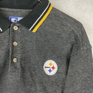VTG Starter Pittsburgh‎ Steelers Shirt Mens XL Gray Polo Embroidered  Logo